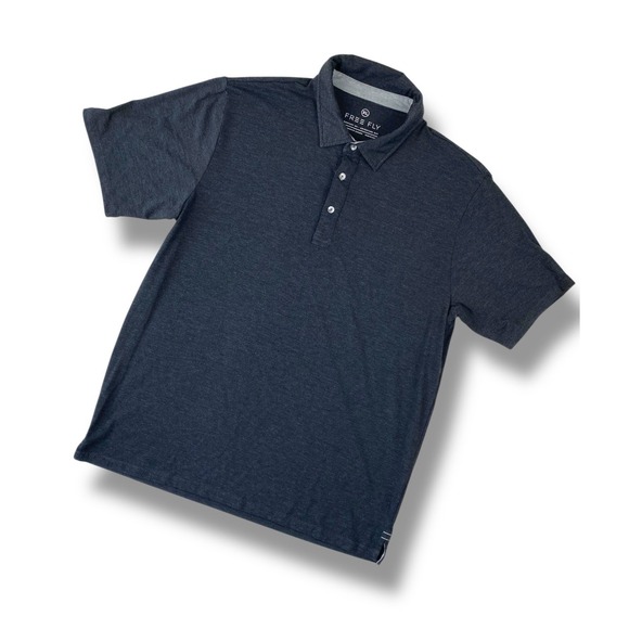 FREE FLY 'Bamboo Flex' Mens Polo Shirt XL Dark Gray Performance Stretch UPF EUC - Picture 1 of 12